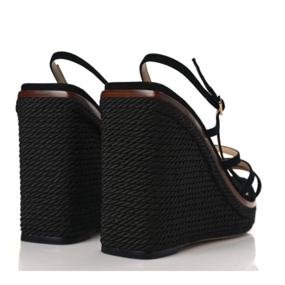 JIMMY CHOO Suede Ariela 110 Wedge Sandals Size 39 - Picture 3 of 10